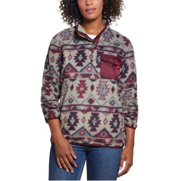 Weatherproof Vintage- NWT Aztec Southwest Printed Fleece Pullover- Size S - Picture 1 of 9